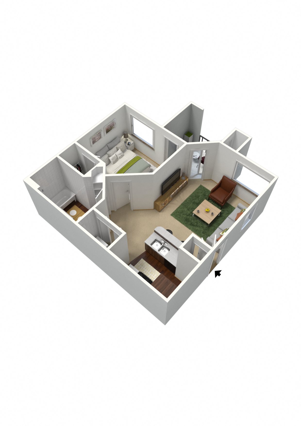 1 bedroom 1 bathroom floor plan at Summit Vista Apartments in Tucson, AZ